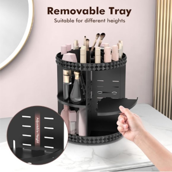 2 Tiers - 360° Turntable Makeup Organizer - Lazy Susan Cosmetics Storage - Picture 5 of 9